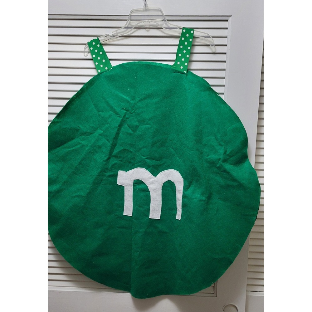 Handmade Green M&M Candy Felt Halloween Costume Tunic Polka Dot Straps
